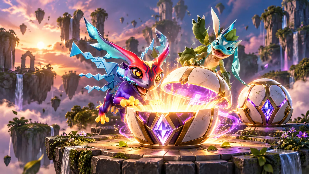 AneeMate creatures beside an illuminated collectible capsule